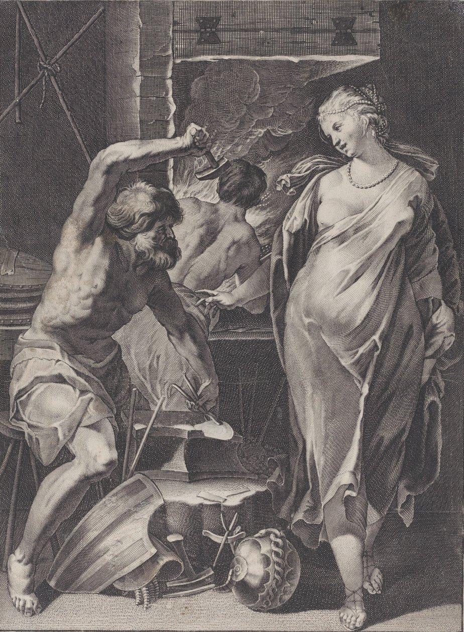 Vulkan schmiedet die Rüstung des Achilles von Pierre Daret