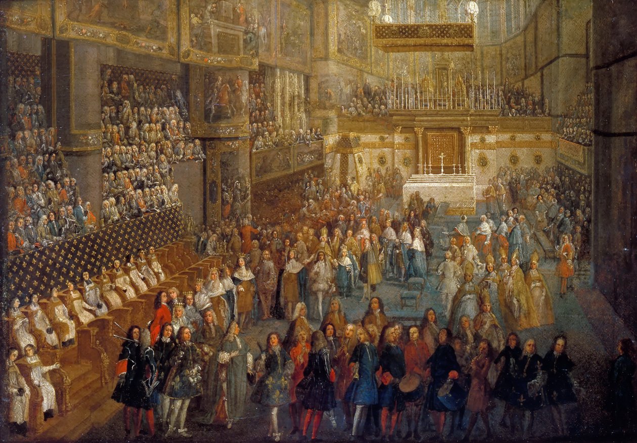 Die Krönung von Ludwig XV. in der Kathedrale von Reims, 25. Oktober 1722 von Pierre Denis II Martin