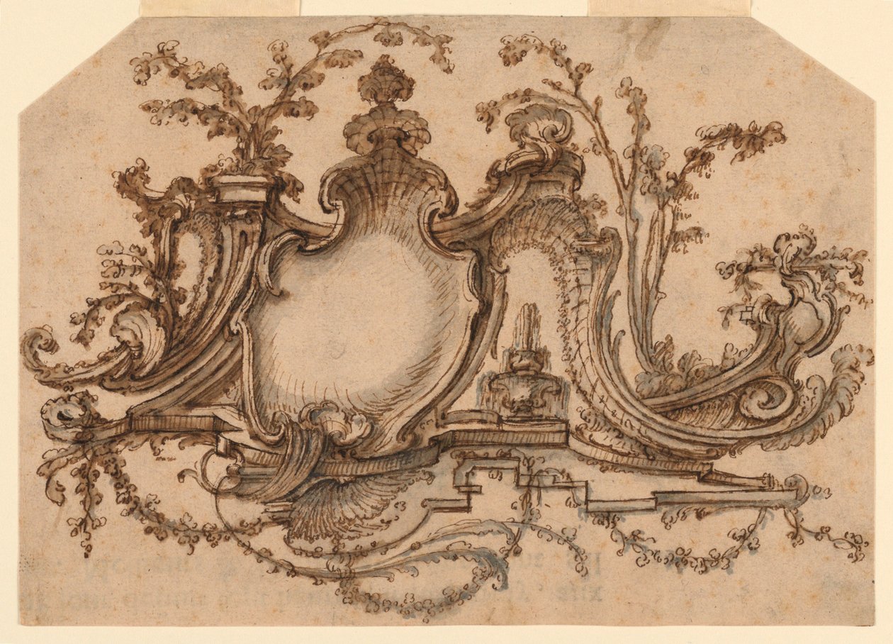 Design für Paneeldekoration mit Rocaille-Ornament von Pierre Edme Babel