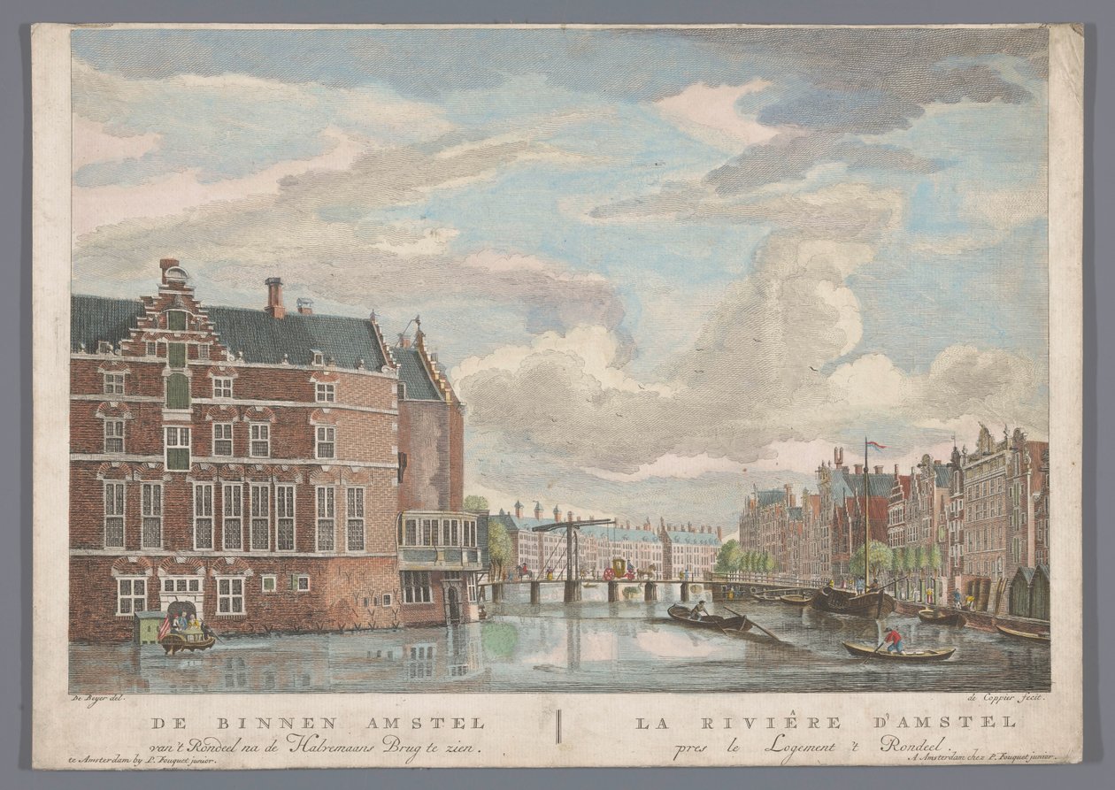 Ansicht der Halbmondbrücke über die Amstel in Amsterdam von Pierre Fouquet