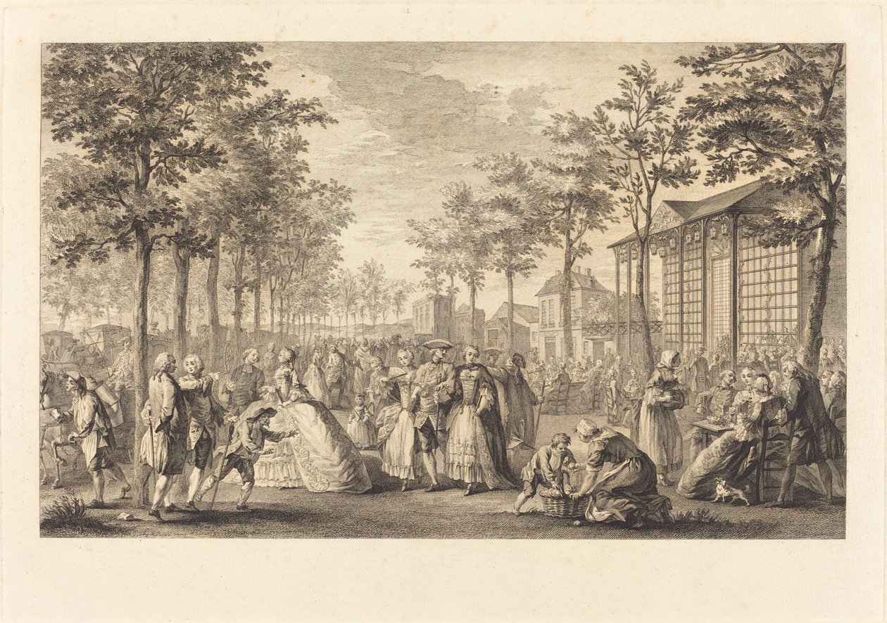 Der Spaziergang auf den Pariser Stadtmauern von Pierre Francois Courtois after Augustin de Saint Aubin