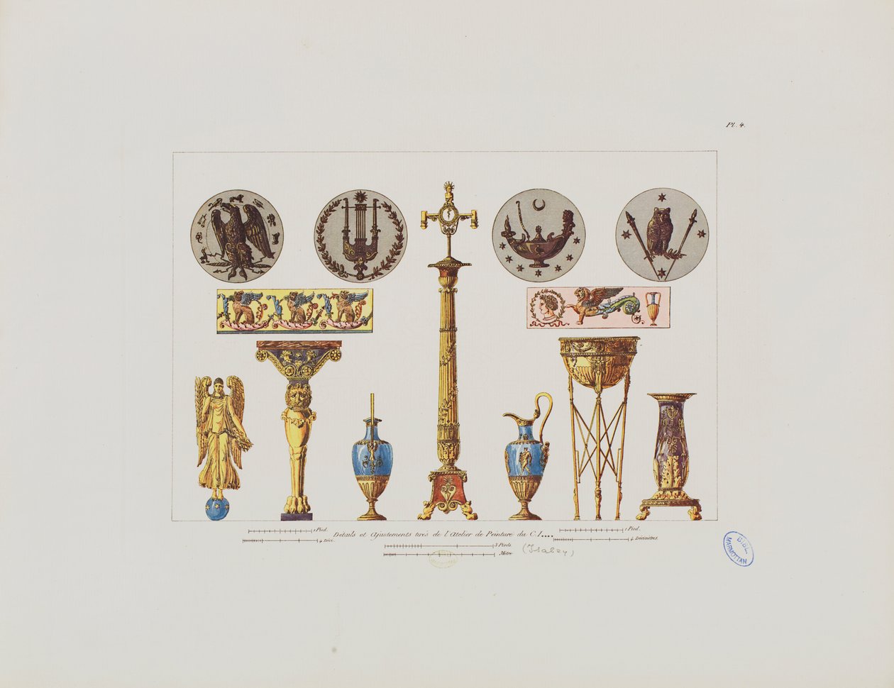 Details und Ornamente aus dem Atelier des Malers C.I. Isabey, aus 