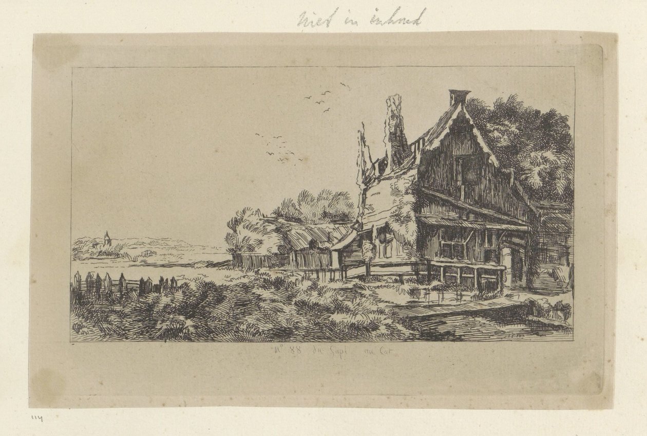 Landschaft mit dem Haus mit drei Schornsteinen von Pierre François Basan (workshop of)