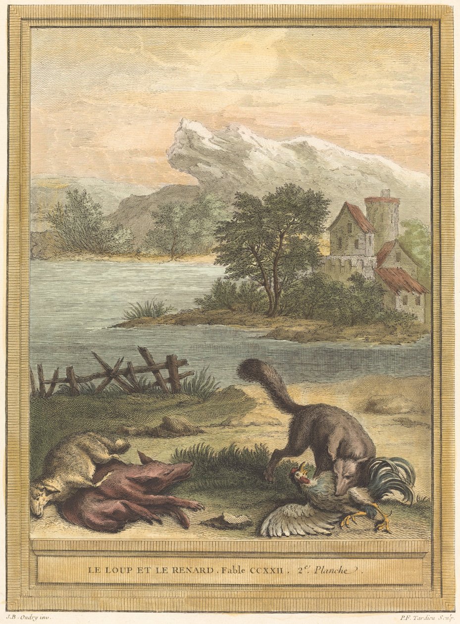 Der Wolf und der Fuchs von Pierre François Tardieu after Jean Baptiste Oudry
