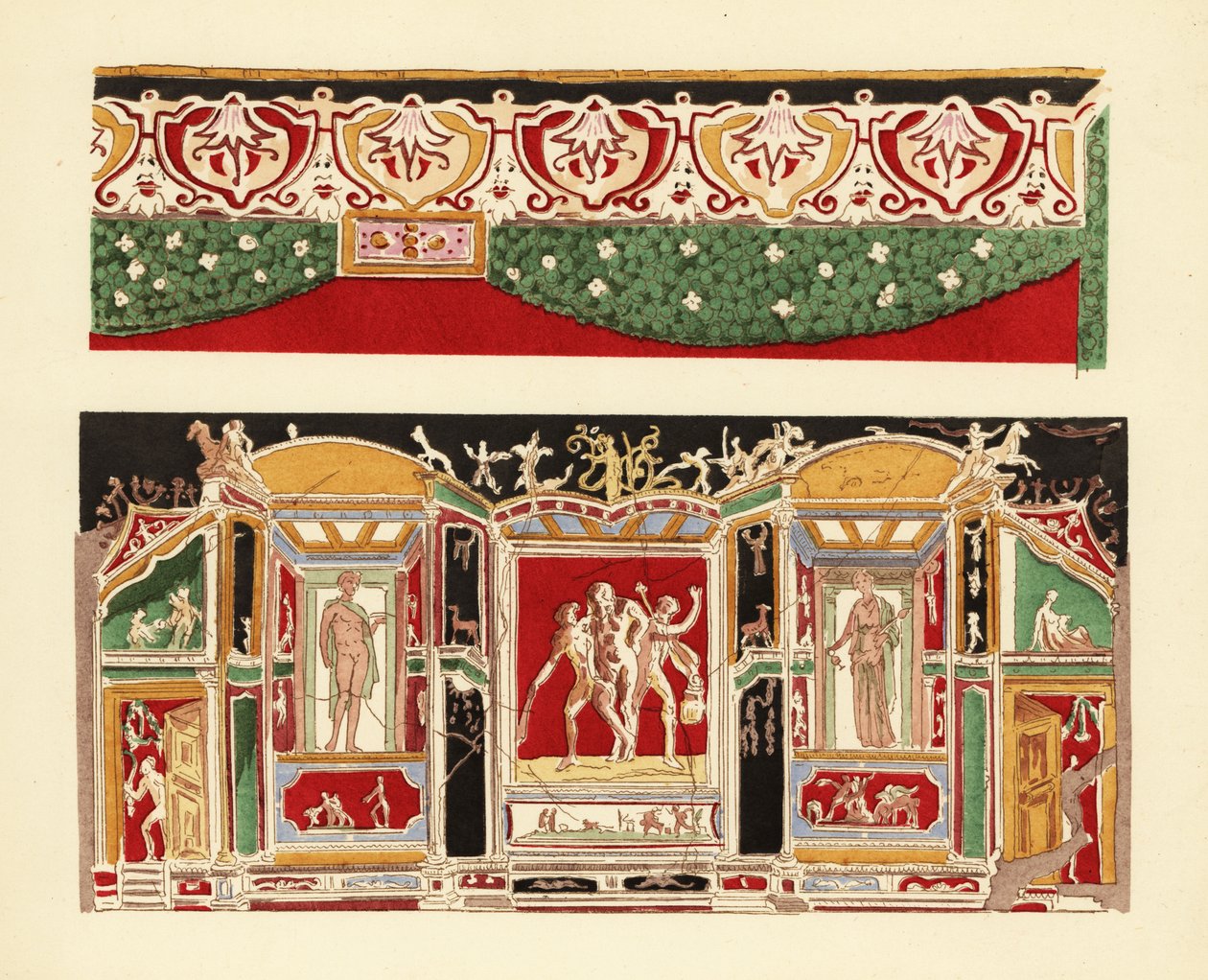 Buntes Stuck aus Pompeji im Museum von Neapel von Pierre Gusman
