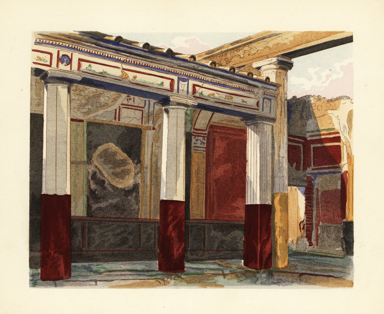 Rhodischer Peristyl des Hauses der Silberhochzeit, Casa delle Nozze d’Argento, Pompeji von Pierre Gusman