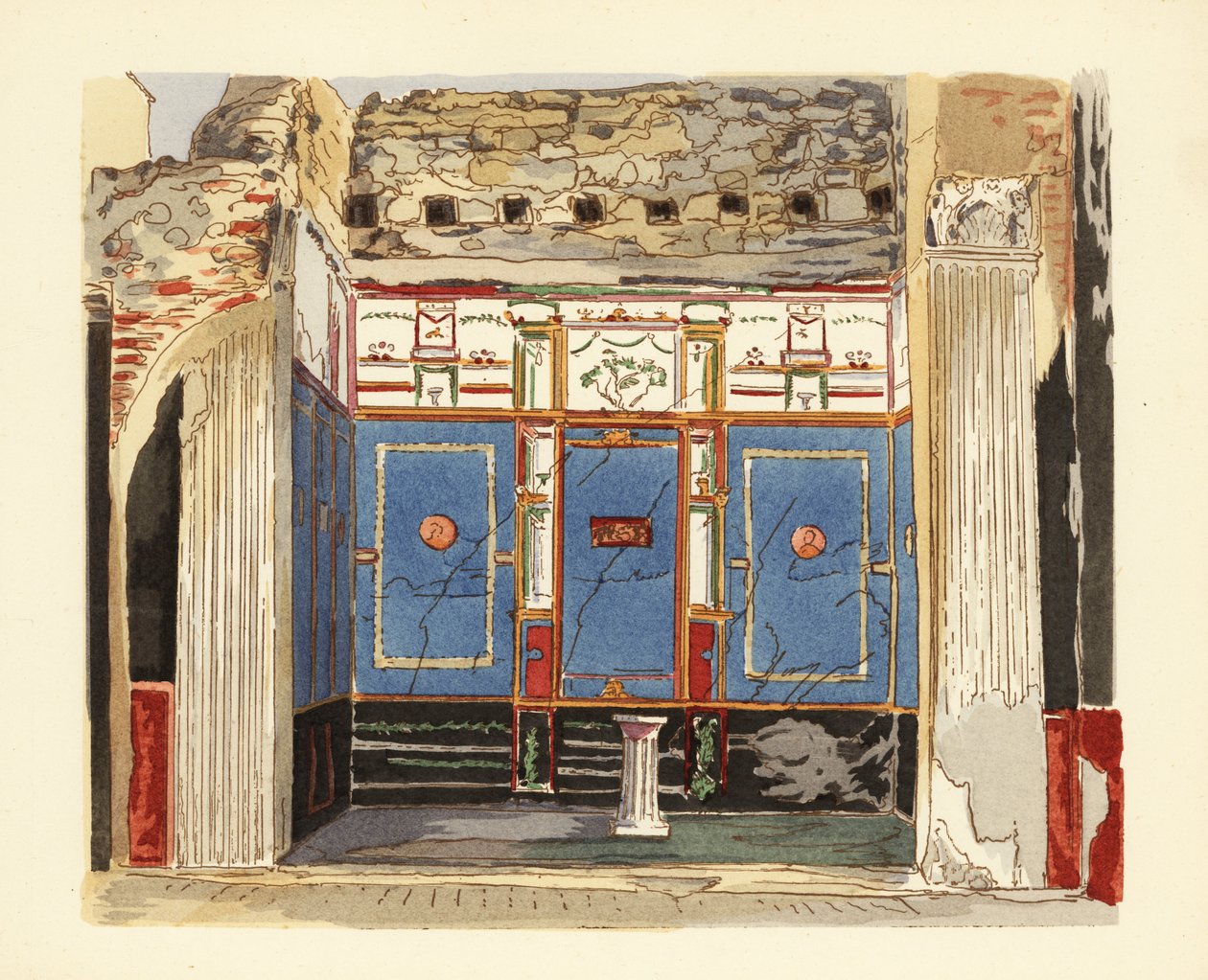 Tablinum des Hauses des kleinen Brunnens, Casa della Fontana Piccola, Pompeji von Pierre Gusman