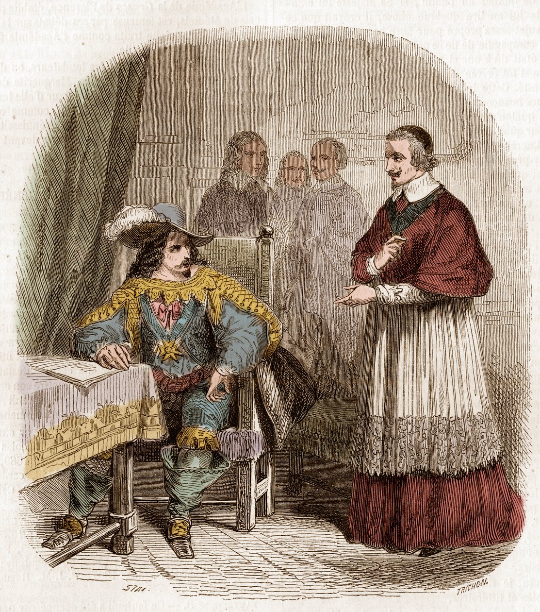 Der französische König Ludwig XIII. und Minister Kardinal Richelieu gründen die Académie Française von Pierre Gustave Eugene Staal