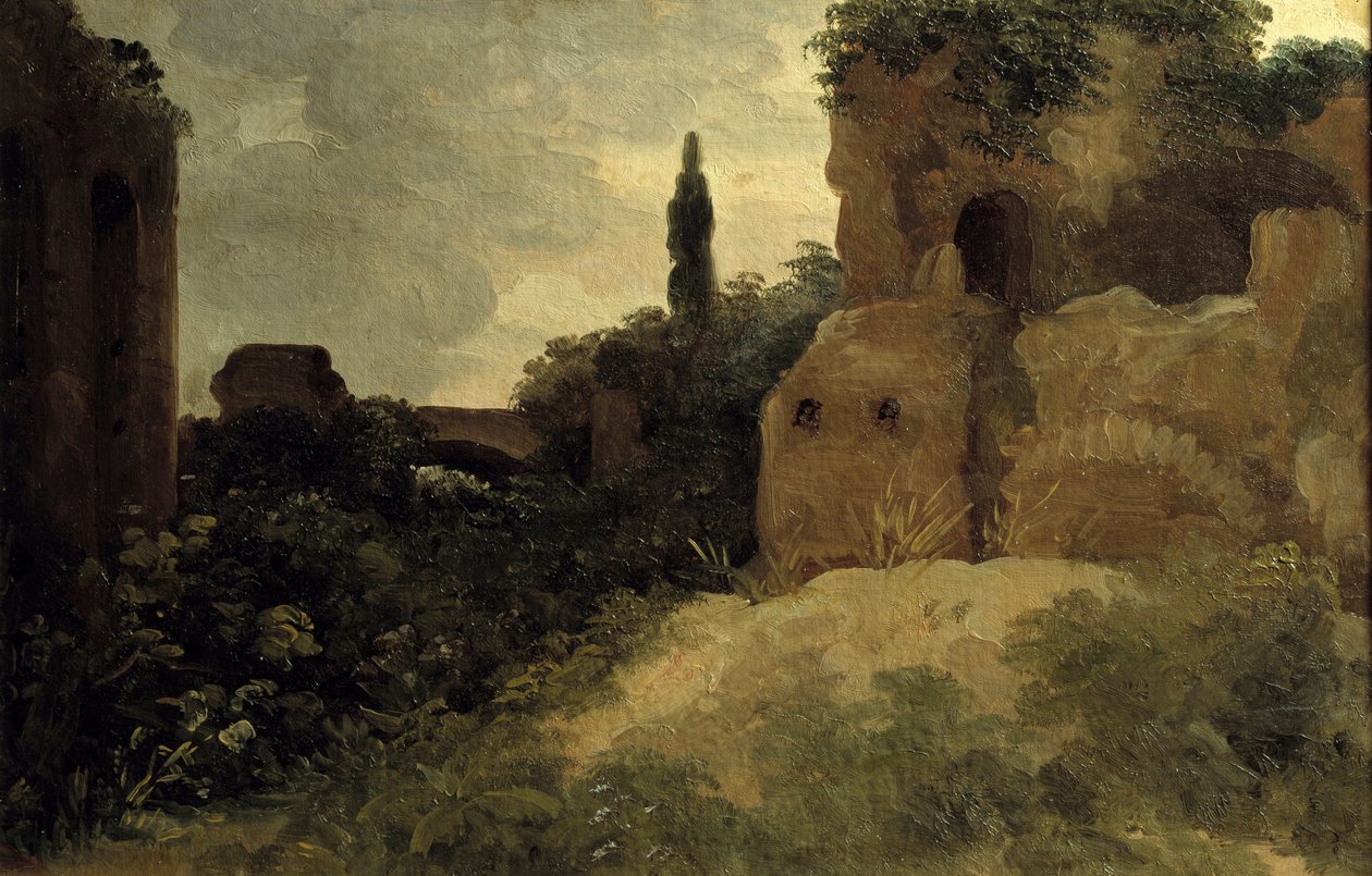 In der Villa Farnese, Römische Ruinen Gemälde von Pierre Valenciennes 18. Jahrhundert von Pierre Henri de Valenciennes
