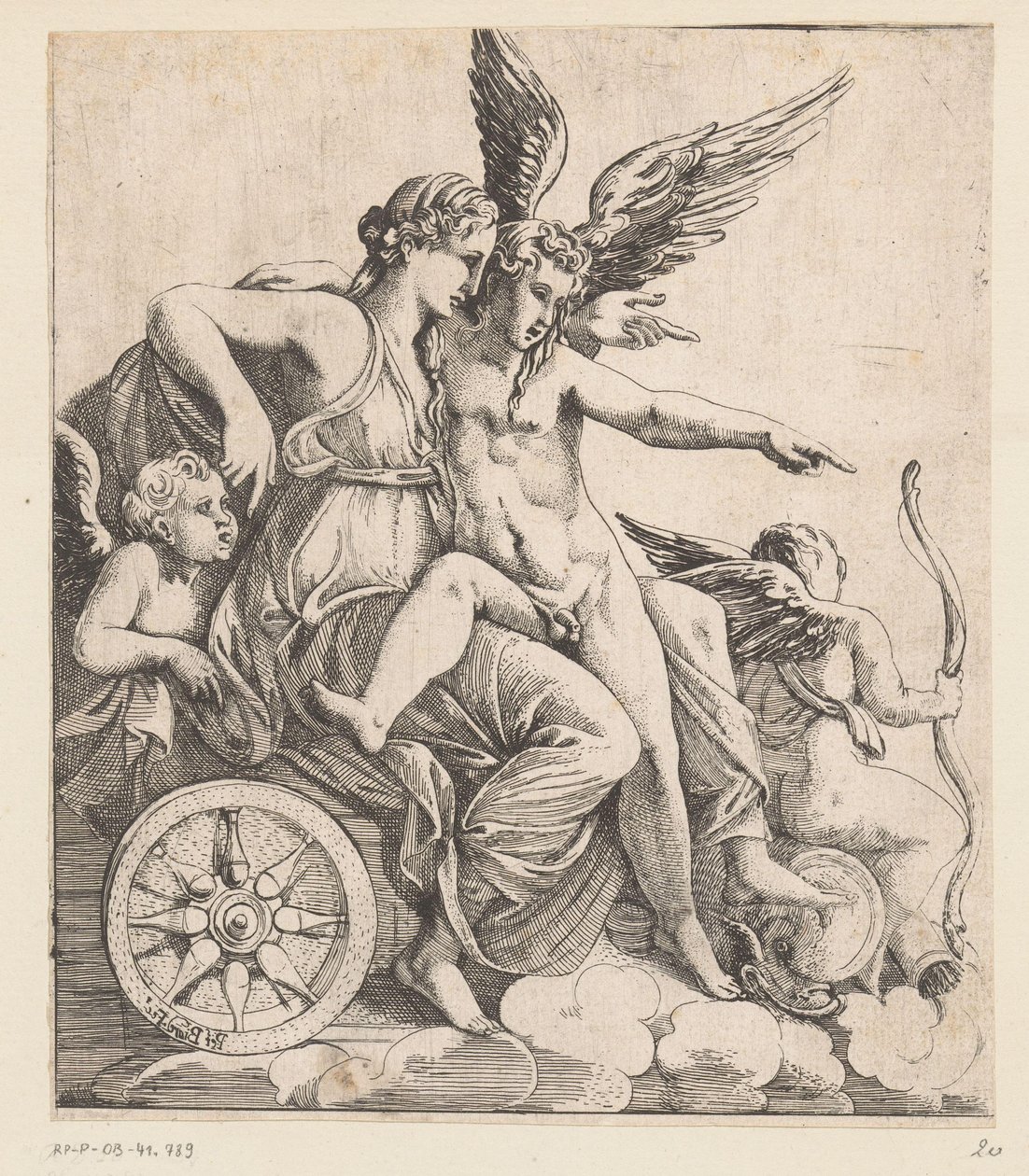 Venus und Amor in einem Triumphwagen, umgeben von Putti von Pierre II Biard