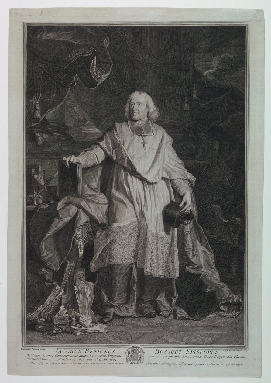 Porträt von Kardinal Jaques Benigne Bossuet (1627-1704) von Pierre Imbert Drevet