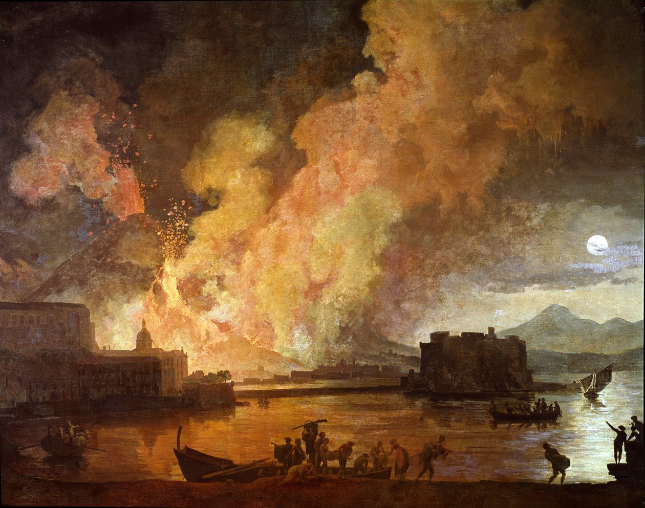 Der Ausbruch des Vesuvs in Neapel im Mondlicht von Pierre Jacques Volaire