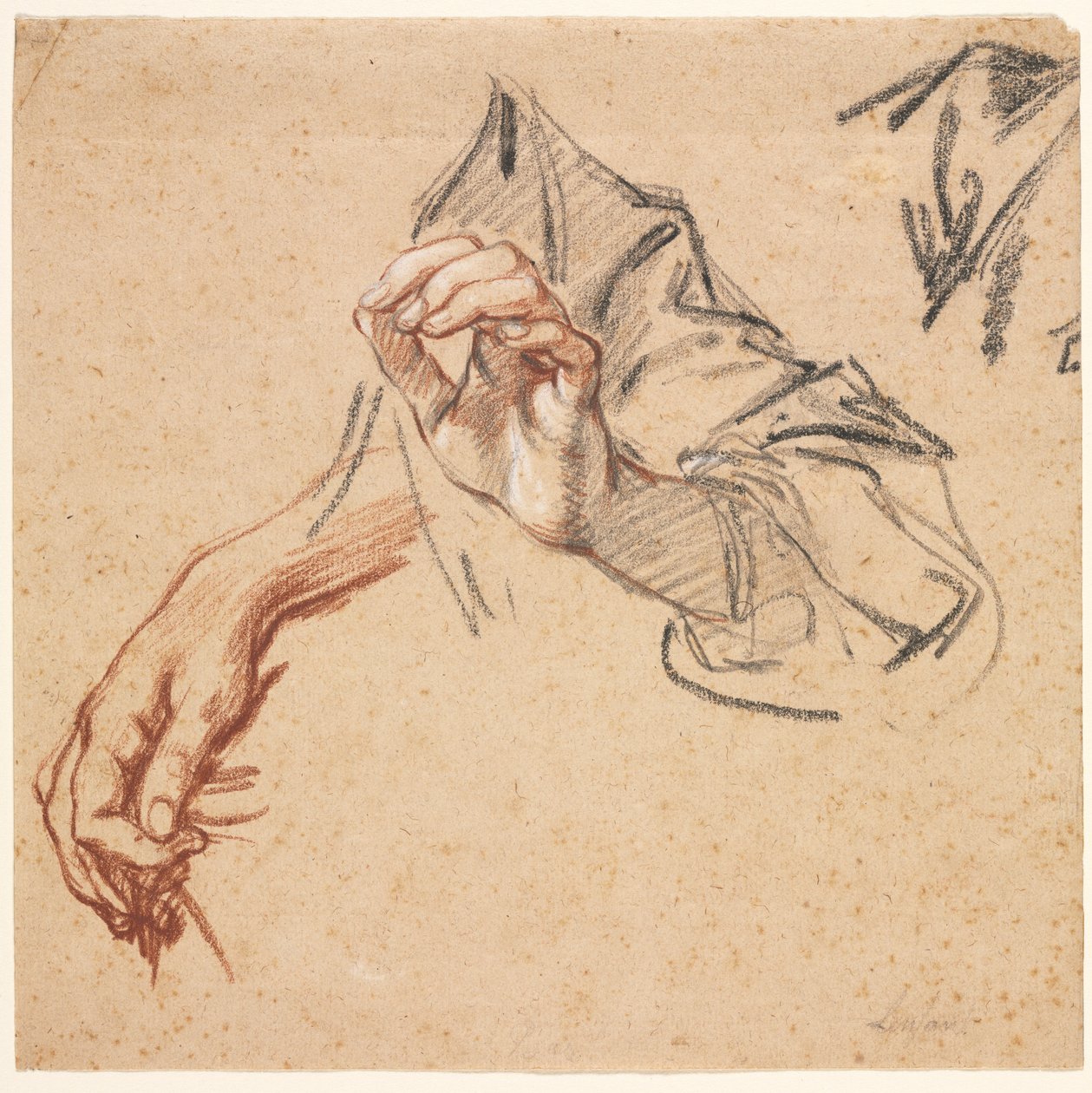 Studie von Händen (recto), Skizze einer Hand (verso), 1700er Jahre von Pierre Lenfant
