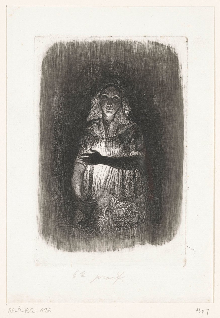Dienstmädchen mit brennender Kerze von Pierre Louis Dubourcq
