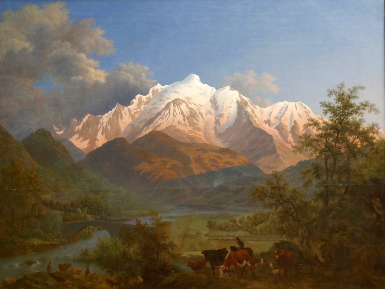 Blick auf den Mont-Blanc von Sallanches bei Dämmerung von Pierre Louis de La Rive