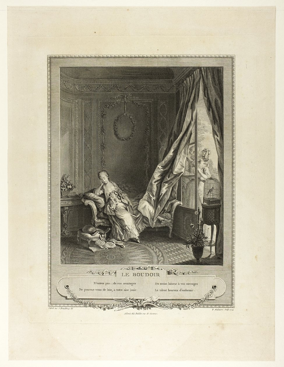 Das Boudoir, aus Monument du Costume Physique et Moral de la fin du Dix-huitième siècle von Pierre Maleuvre