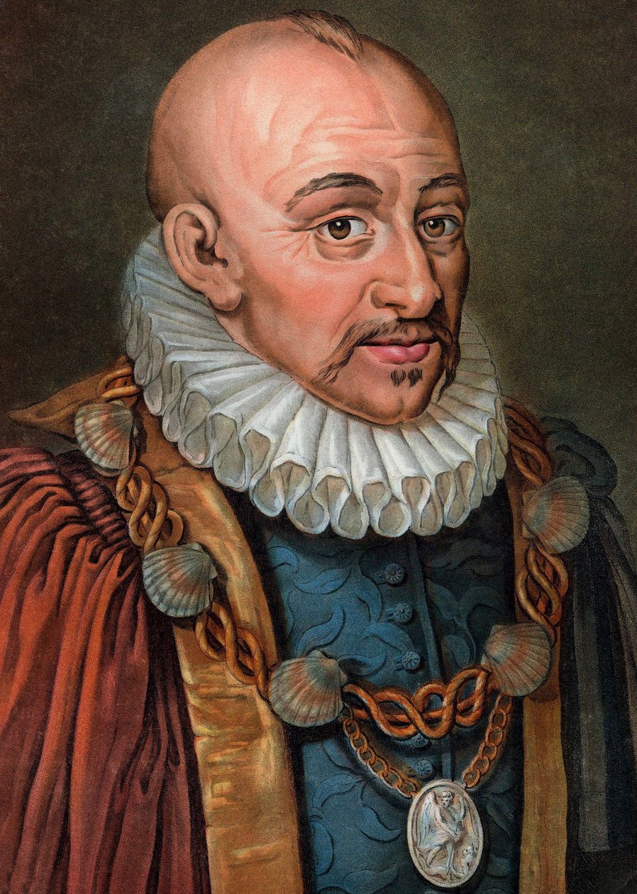 Michel Eyquem de Montaigne 1533-1592 - Gravur - 19. Jahrhundert - Porträt von Michel Eyquem de Montaigne (1533-1592), französischer humanistischer Philosoph. Gravur von Pierre Michel Alix von Pierre Michel Alix