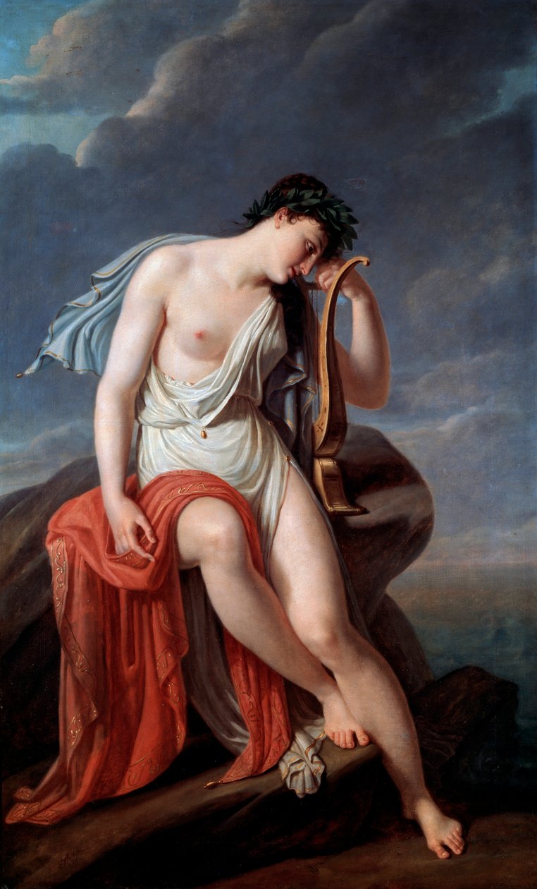 Sappho auf der Klippe von Lefkada, frühes 19. Jahrhundert von Pierre Narcisse Guérin Baron