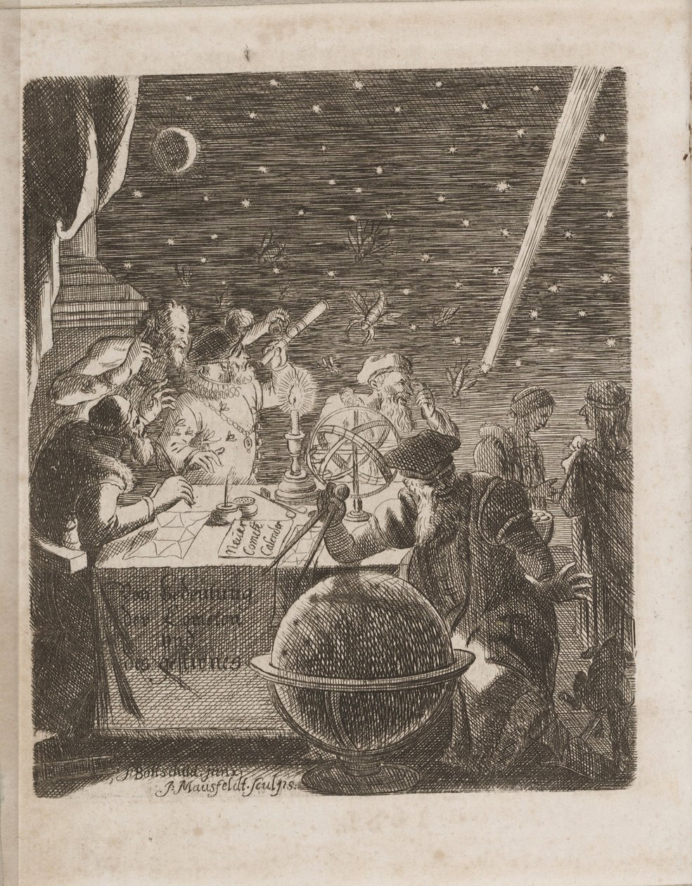 Beobachtung des Himmels im Zeitalter von Galileo aus: Von Bedeutung der Kometen, 1681 von Pierre Petit