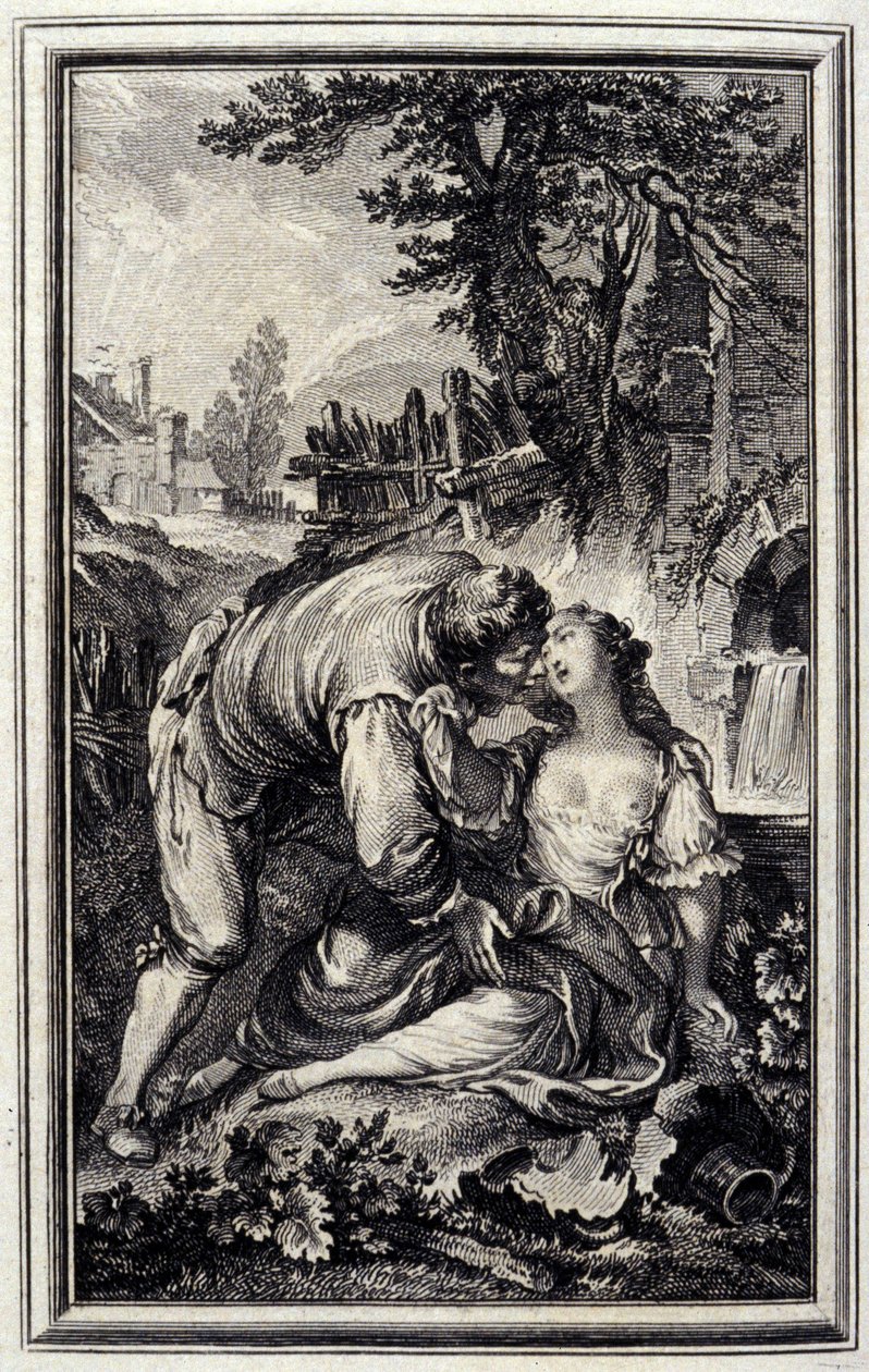 La Cruche - in „Tales et nouvelles en vers“ von Jean La Fontaine. 1776. Illustration von P.P. Choffard von Pierre Philippe Choffard