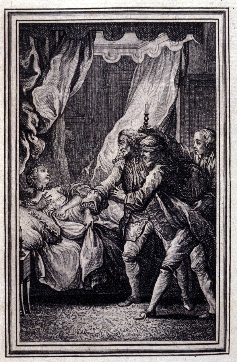 La Mandragore - in „Tales et nouvelles en vers“ von Jean La Fontaine. 1776. Illustration von P.P. Choffard von Pierre Philippe Choffard