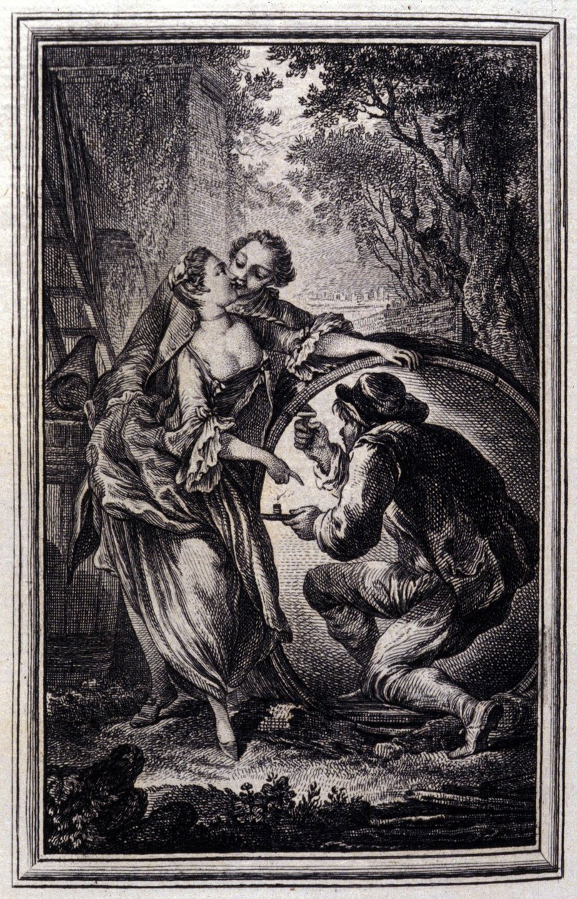 Der Bottich - in „Tales et nouvelles en vers“ von Jean La Fontaine. 1776. Illustration von P.P. Choffard. von Pierre Philippe Choffard