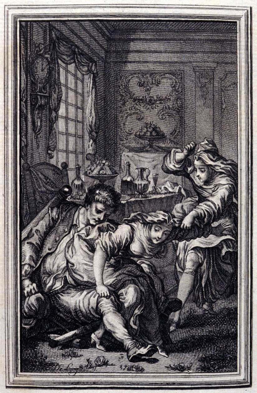 Le bat - in „Erzählungen und neue Verse“ von Jean La Fontaine. 1776. Illustration von P.P. Choffard. von Pierre Philippe Choffard