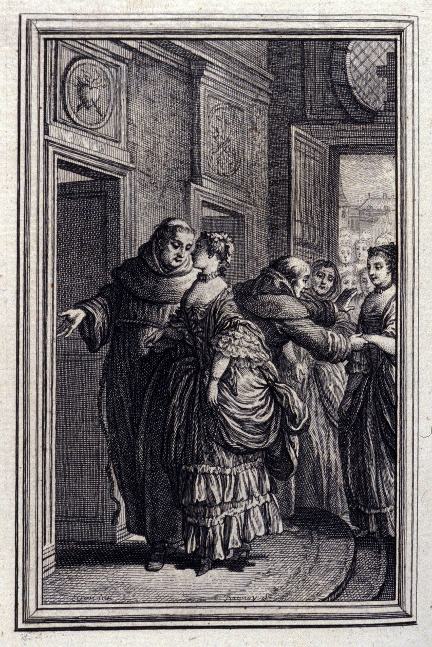 Les Freres de Catalunya - in „Tales et nouvelles en vers“ von Jean La Fontaine. 1776. Illustration von P.P. Choffard von Pierre Philippe Choffard