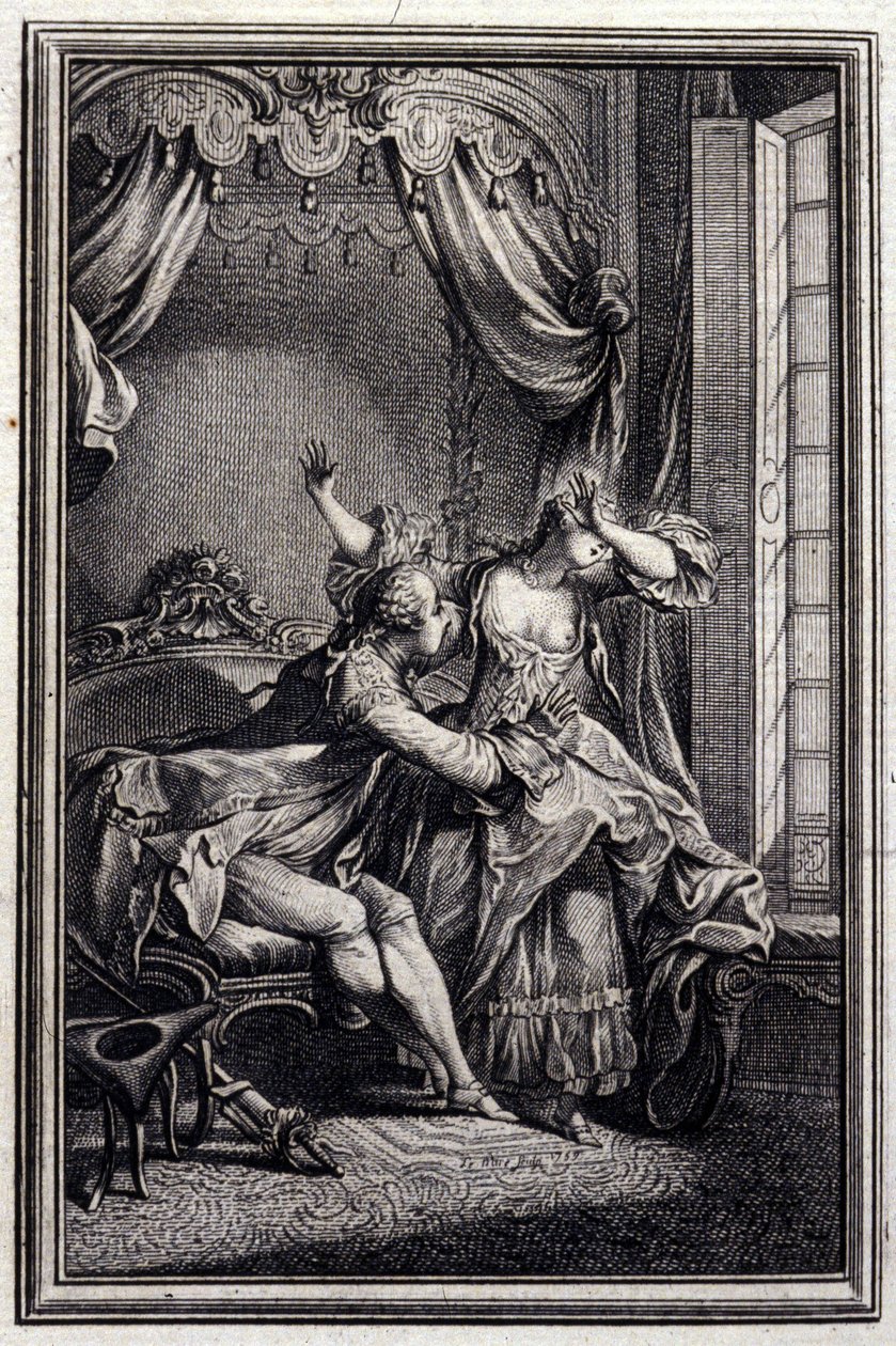 Richard Minulto - in „Erzählungen und neue Verse“ von Jean La Fontaine. 1776. Illustration von P.P. Choffard. von Pierre Philippe Choffard