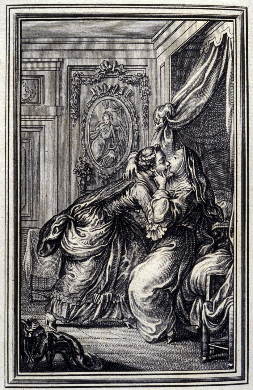 Die Schneiderin - in „Tales et nouvelles en vers“ von Jean La Fontaine. 1776. Illustration von P.P. Choffard von Pierre Philippe Choffard