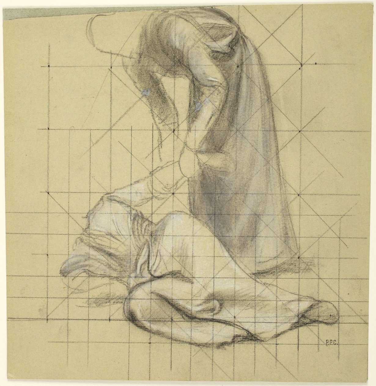 Figur hebt eine gefallene Figur auf, Studie für die Serie 