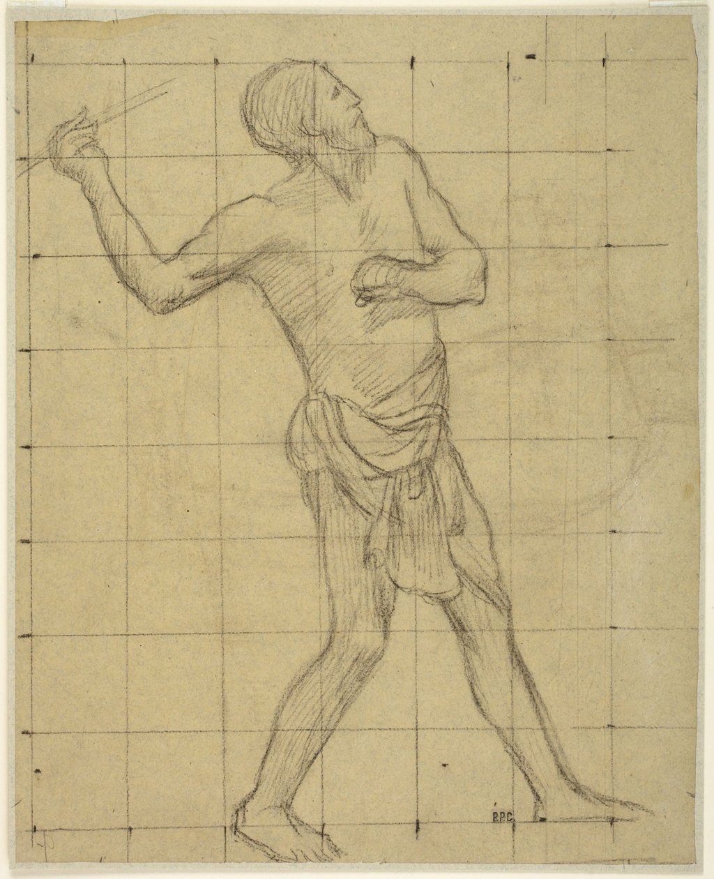 Picardischer Lanzenträger, Studie für Pro Patria Ludus, Amiens, Musée de Picardie von Pierre Puvis de Chavannes