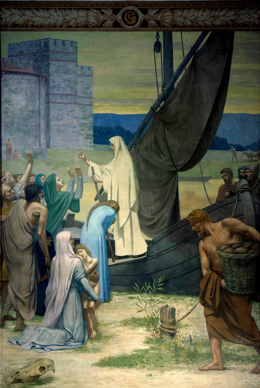 Sainte Genevieve versorgt die von der Armee Attilas, König der Hunnen, belagerten Pariser von Pierre Puvis de Chavannes