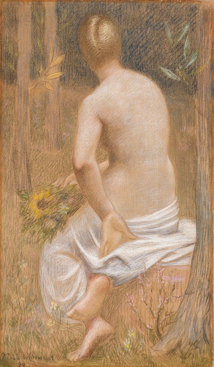 Sitzende weibliche Figur von hinten gesehen von Pierre Puvis de Chavannes