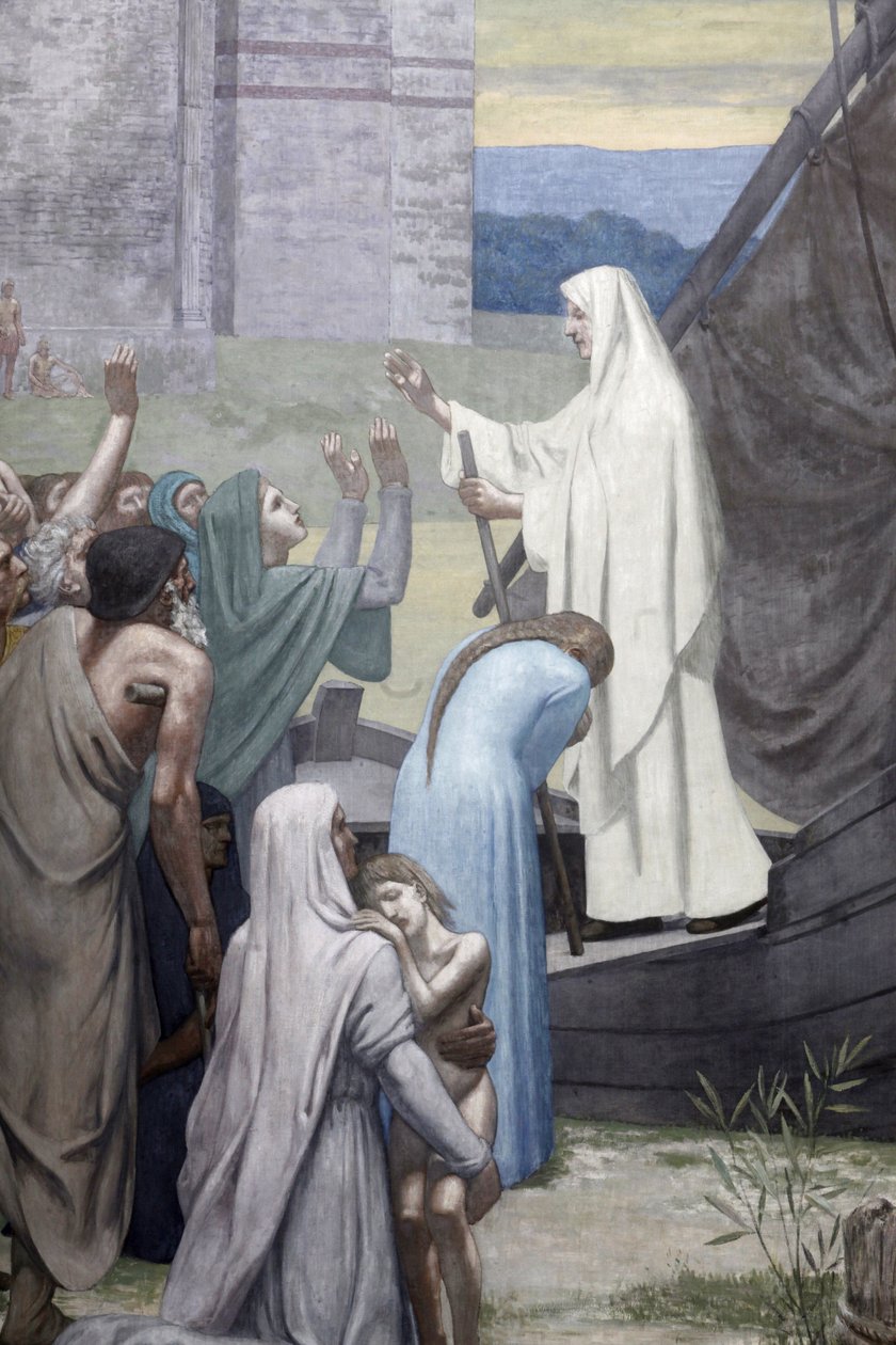 Die heilige Genoveva bringt nach der Belagerung Vorräte in die Stadt Paris von Pierre Puvis de Chavannes
