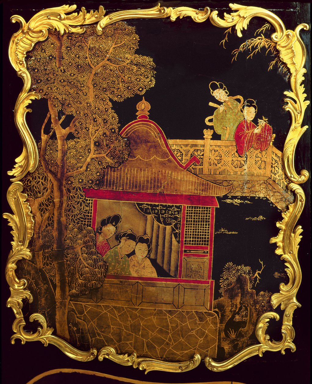Seitenpaneel einer Louis XV Kommode, ca. 1745 von Pierre Roussel