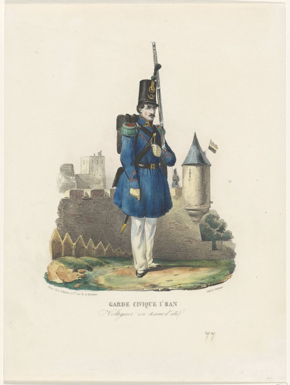 Belgische Bürgerwache auf Wache, 1830 von Pierre Simonau