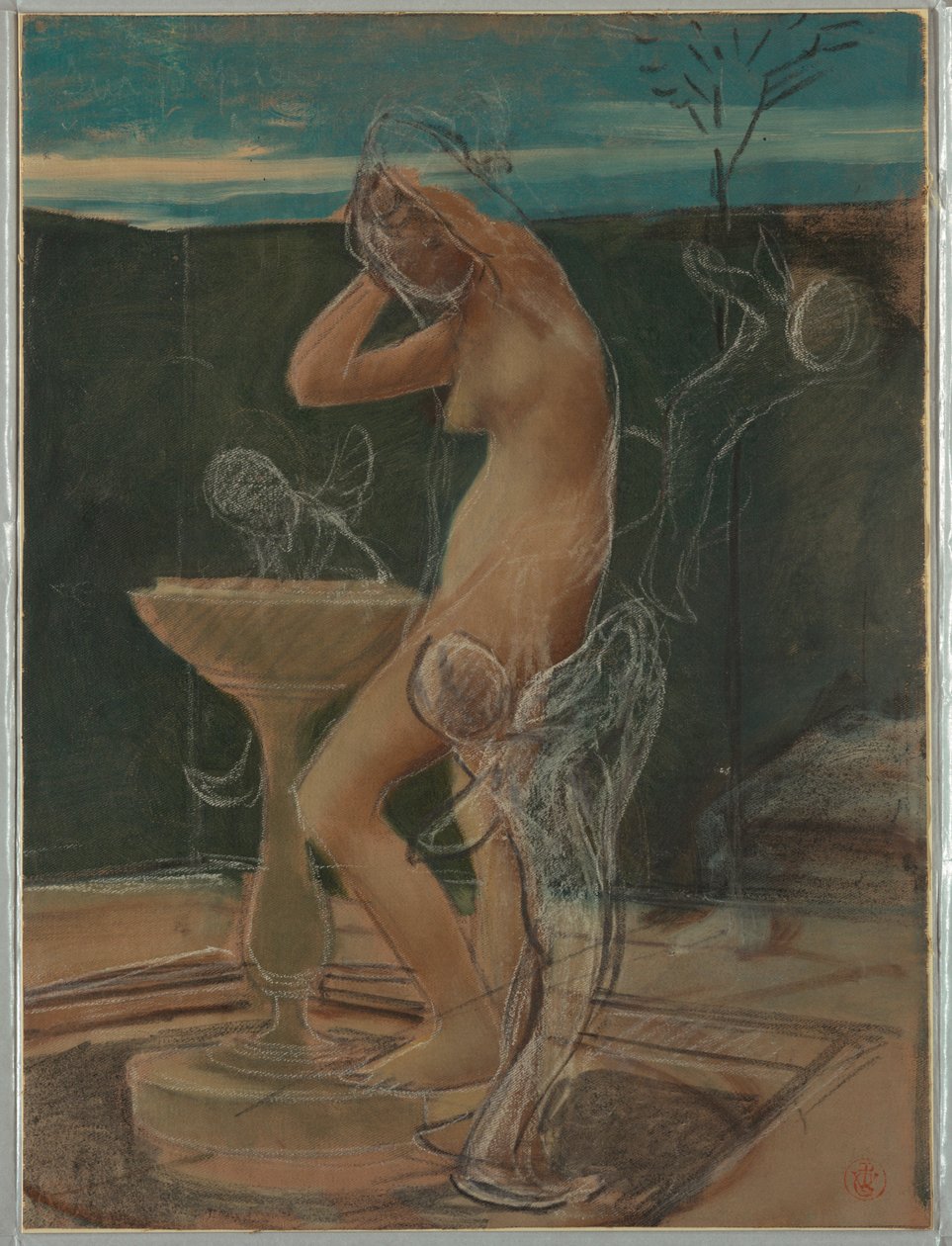 Studie einer Frau beim Baden, Ende des 19. Jahrhunderts von Pierre Victor Galland