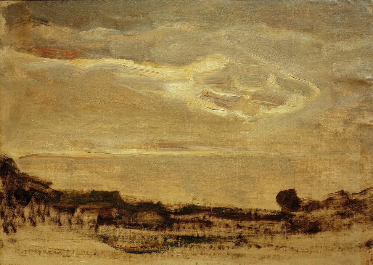 Abendhimmel mit leuchtender Wolke von Piet Mondrian