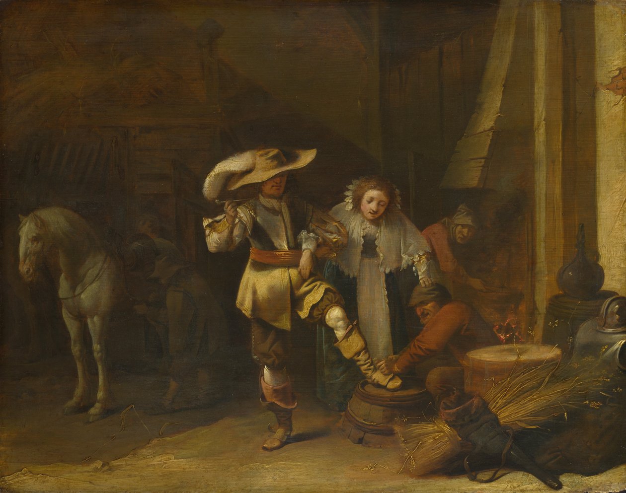 Ein Mann und eine Frau in einem Hof von Pieter Jansz. Quast