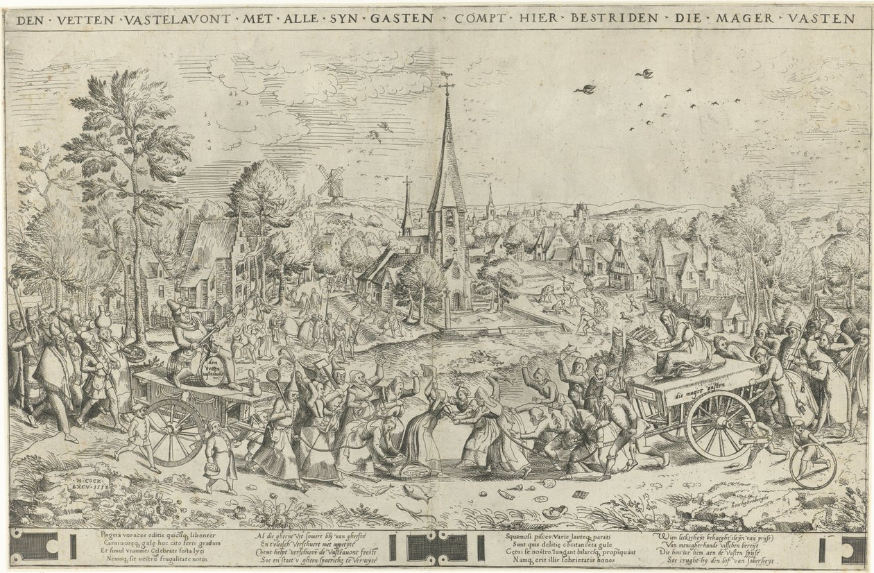 Der Kampf zwischen Karneval und Fastenzeit, graviert von Pieter van der Heyden von Pieter The Elder after Brueghel