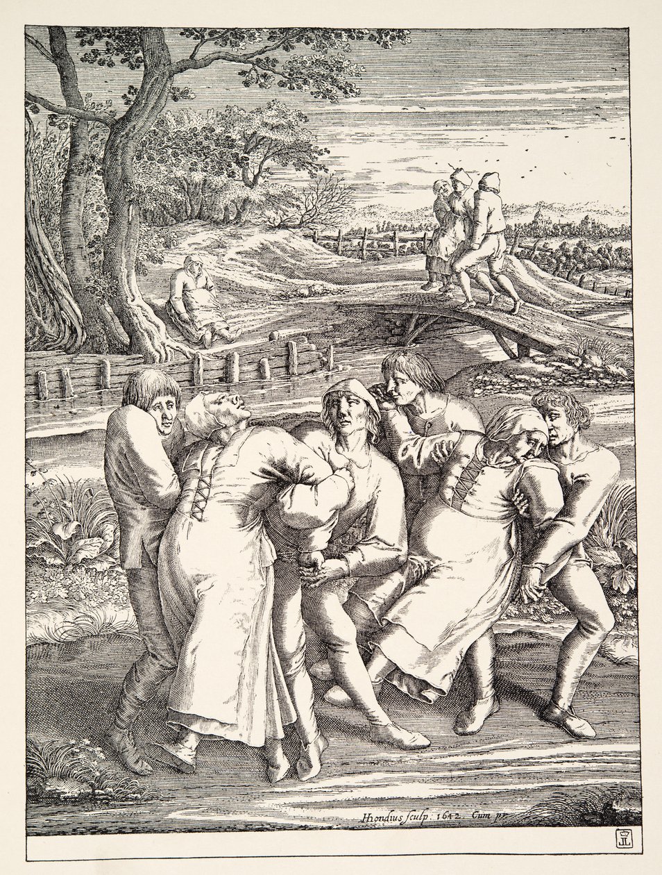 Zwei Gruppen von Bauern folgen der Epilepsie-Wallfahrt, ca. 1642 von Pieter Bruegel the Elder
