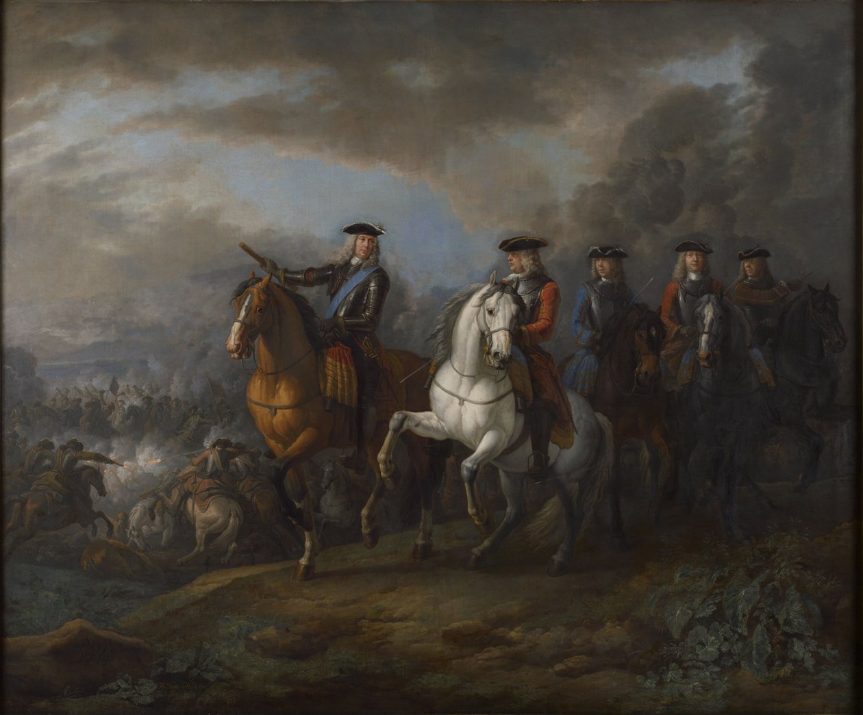 Porträt des Herzogs von Marlborough und des Earls von Cadogan, britischer General, in Blenheim von Pieter van Bloemen