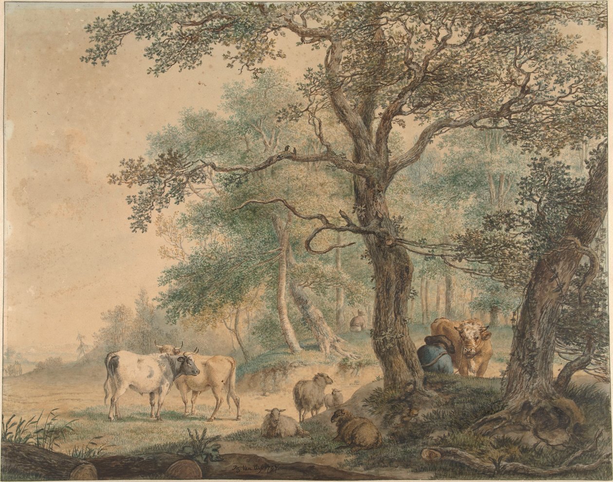 Landschaft mit zwei Hirten und ihrem Vieh von Pieter van Os