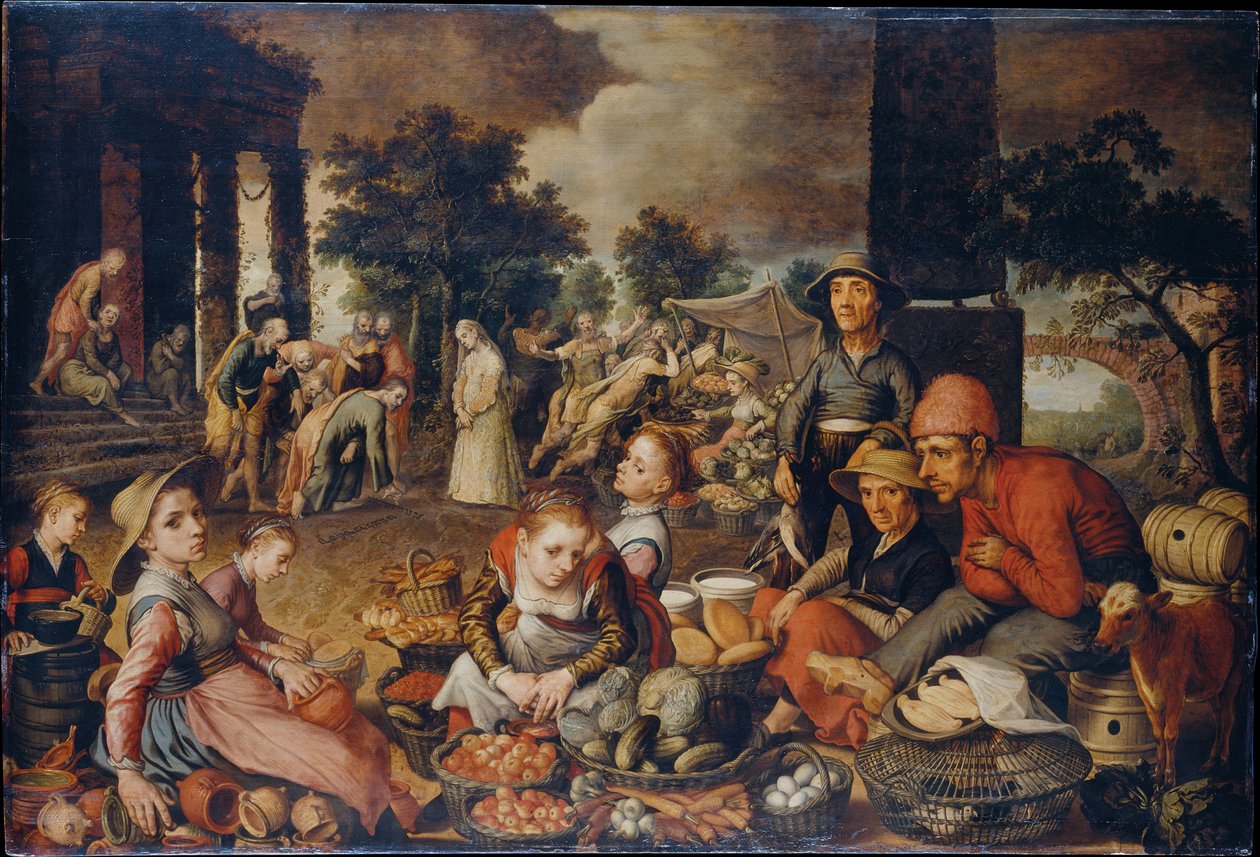 Marktszene mit Christus und der Ehebrecherin von Pieter Aertsen