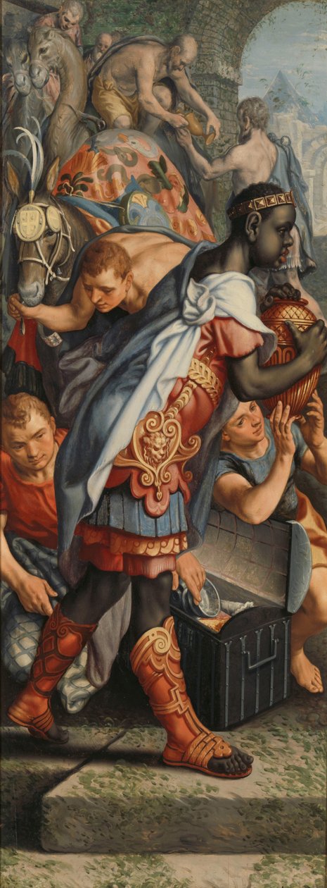 Flügel eines Altars mit Anbetung der Könige, auf der Rückseite Darstellung im Tempel von Pieter Aertsen