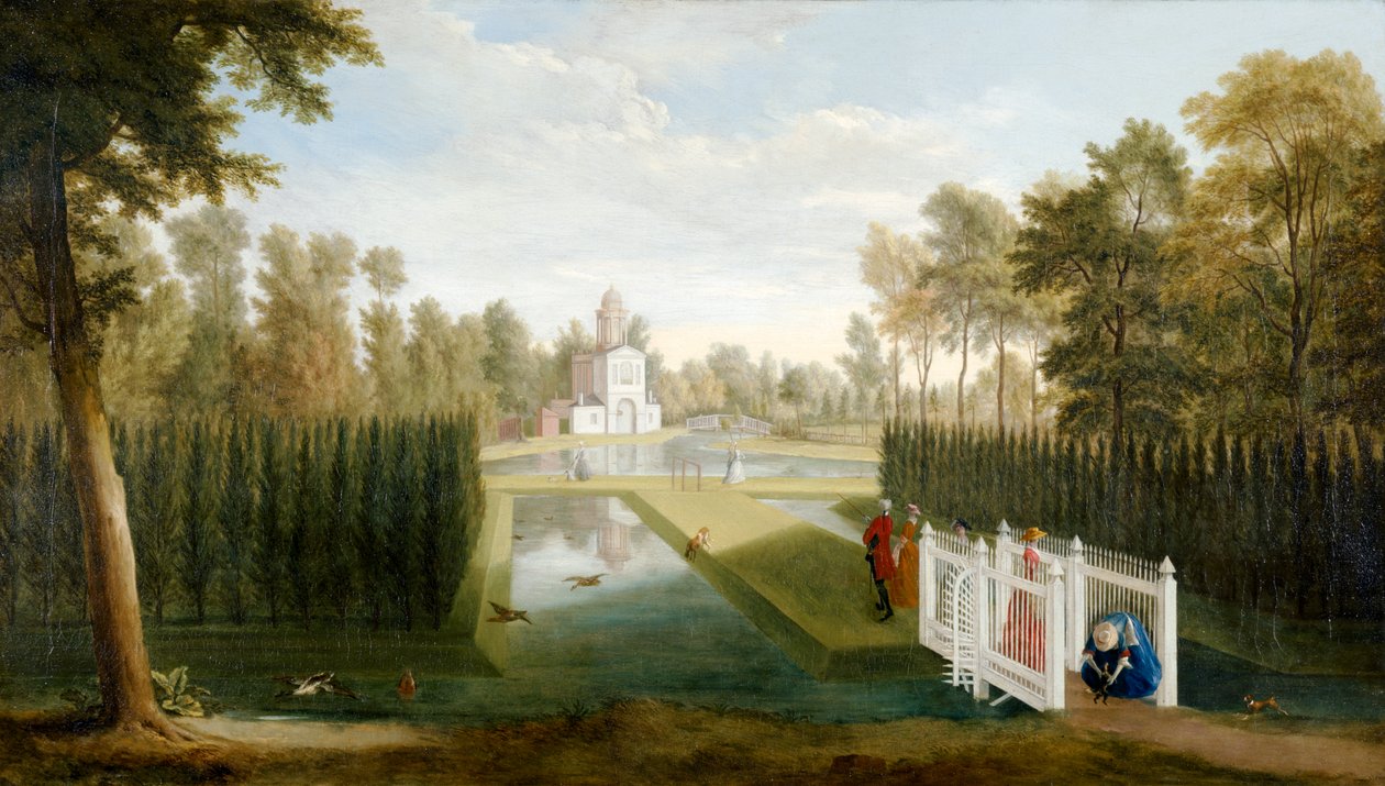 Ein Blick auf die Chiswick Gardens zum hinteren Teil des Bagnio (Cascina) Chiswick House von Pieter Andreas Rysbrack
