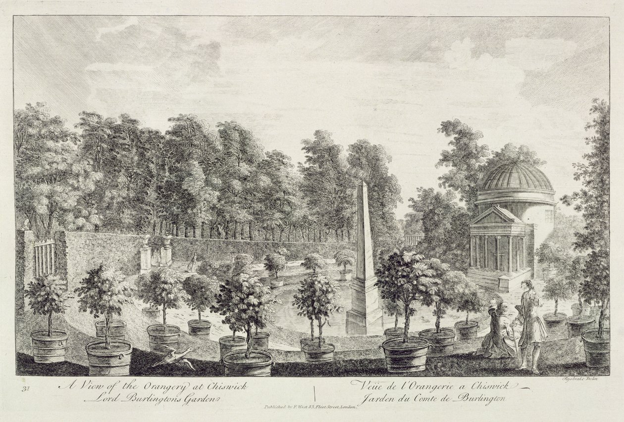 Ein Blick auf die Orangerie, Lord Burlingtons Garten in Chiswick von Pieter Andreas Rysbrack