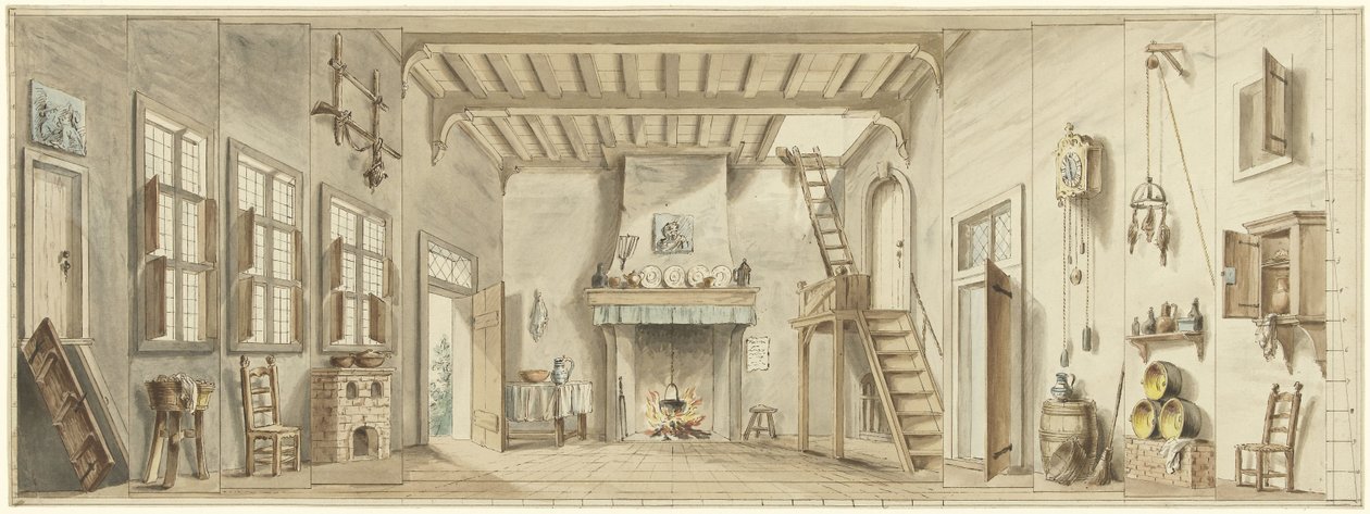 Entwurf für ein Bühnenbild für die flämische Oper Het Kapertje von Pieter Bartholomeusz. Barbiers
