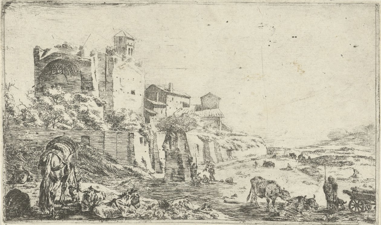 Ruinen des Tempels der Venus und Roma von Pieter Bodding van Laer